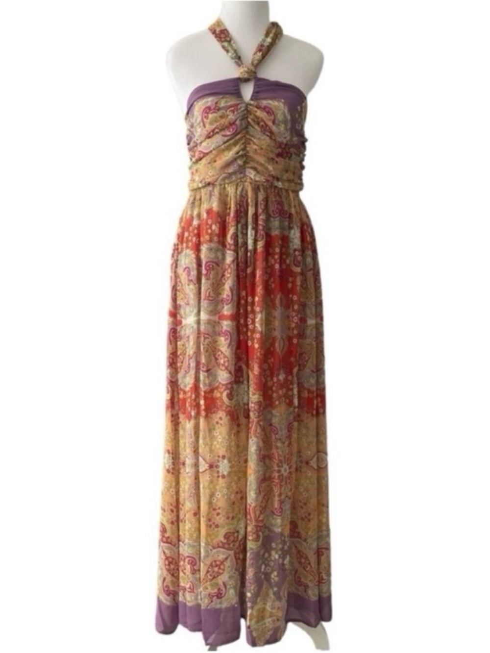 VICI Lovestitch Medford Printed Halter Maxi Dress Floral Paisley Medium